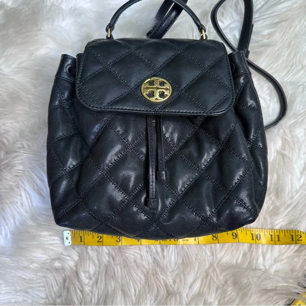 NWOT Tory‎ Burch Willa Leather Quilted Backpack Black Gold